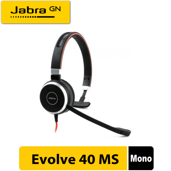 Jabra Evolve 40 MS headset features a noise canceling microphone